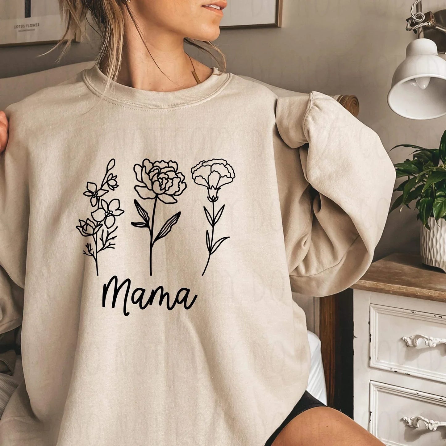 MAMA (GRANDMA,MIMI ETC) W/ BIRTH FLOWER - COMPLETED TEE
