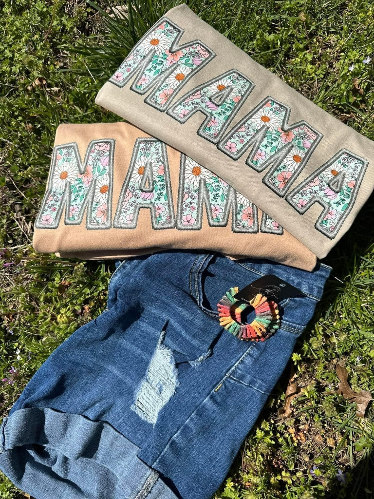 Mama Faux Embroidery Shirt