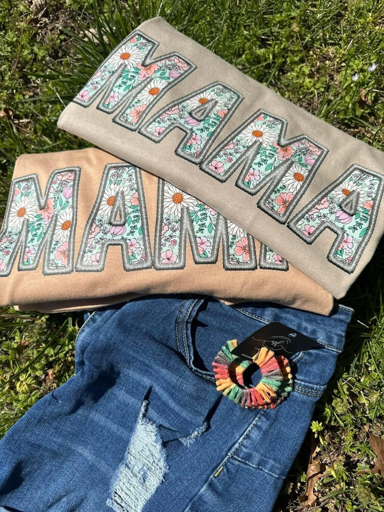 Mama Faux Embroidery Shirt