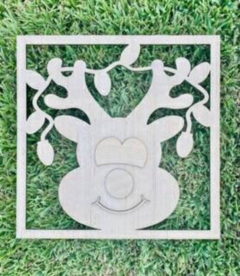 DIY Reindeer with Vintage Lights/ Christmas Door Hanger/ Blank for Paint Parties