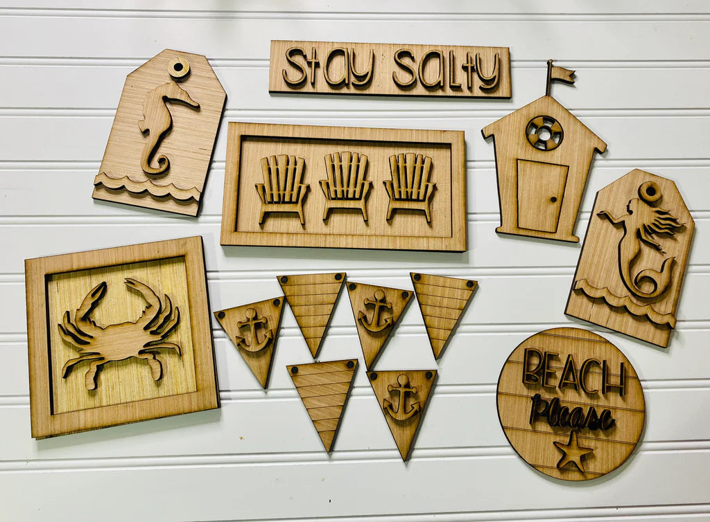 Laser cut wooden tiered tray decor