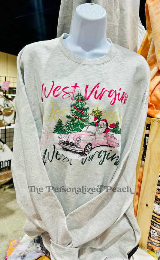 West Virginia Christmas Car Sweatshirt