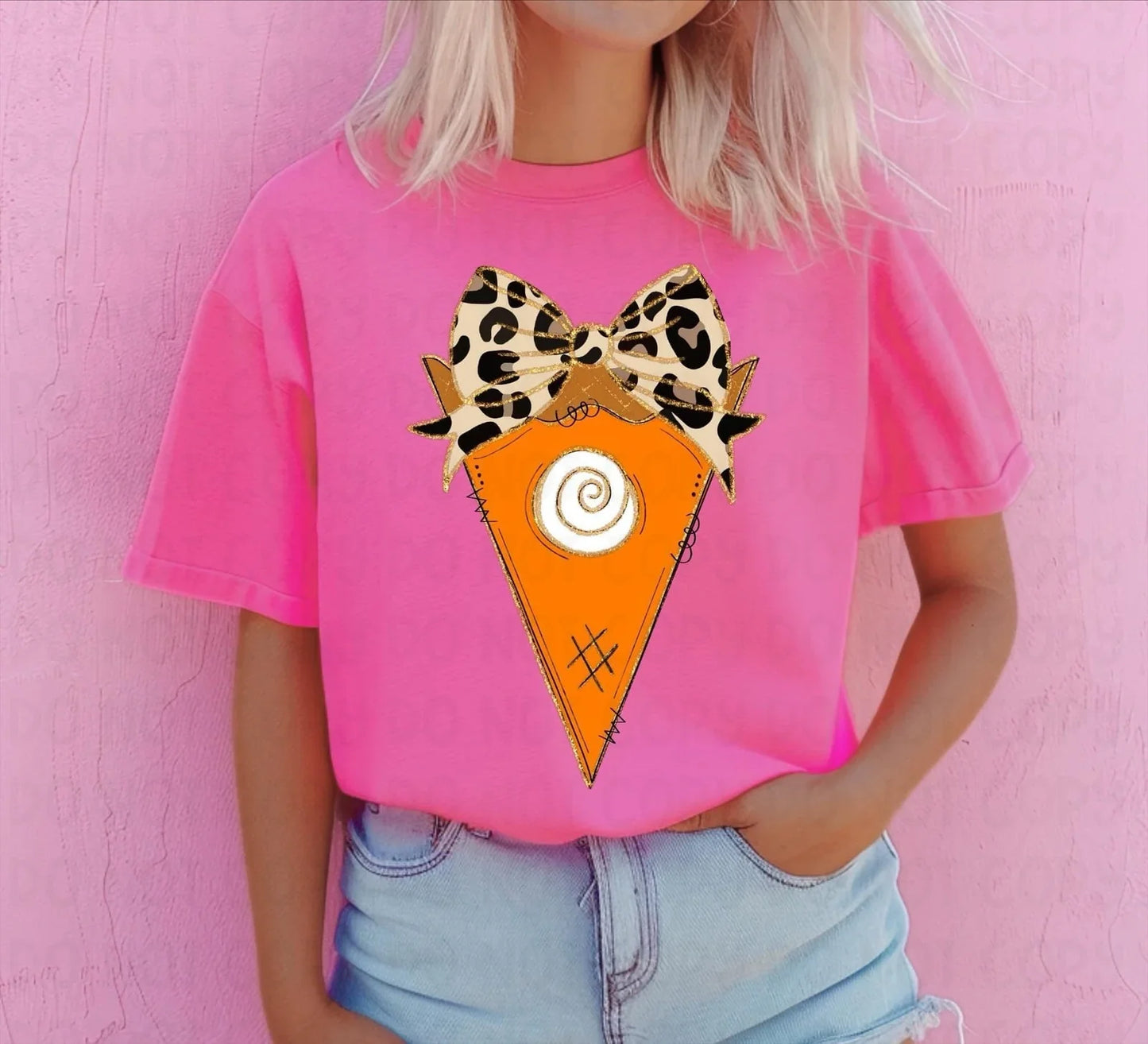 Pumpkin Pie Leopard Coquette Bow Tee