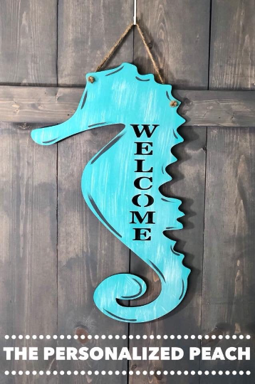 Welcome Seahorse Door Hanger/ Beach House/ Nautical Decor