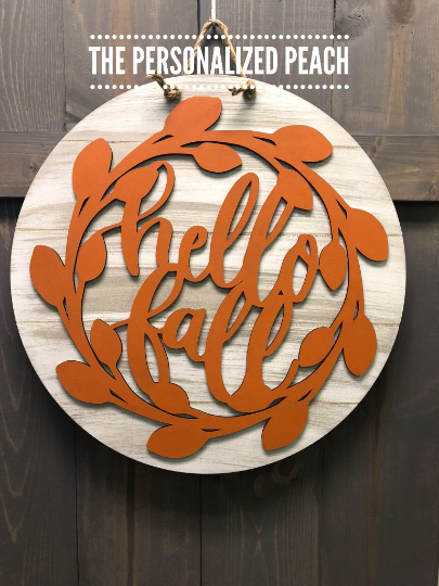 Round Hello Fall Door Hanger