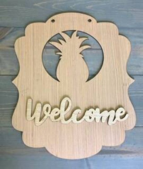 DIY/Pineapple Welcome / Front Door Hanger / Laser Cut