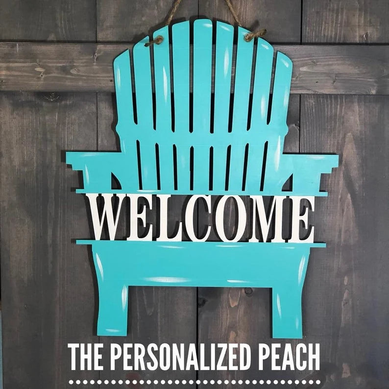 Welcome Adirondack Chair Beach Chair Door Hanger Door Decor