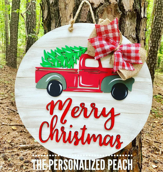 Merry Christmas Vintage Truck door hanger