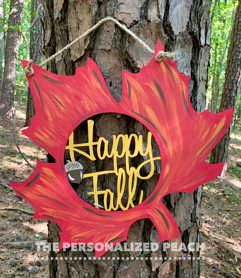 Happy Fall Leaf Door Hanger