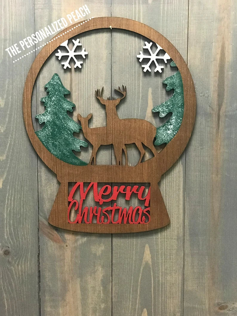 Merry Christmas Snowglobe Door Hanger