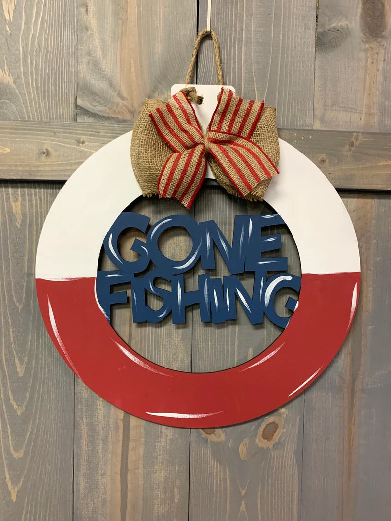 Gone Fishing Bobber Door Hanger