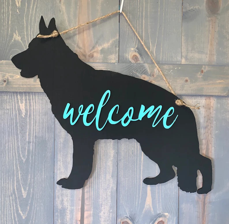 German Shepard dog Welcome Door Hanger