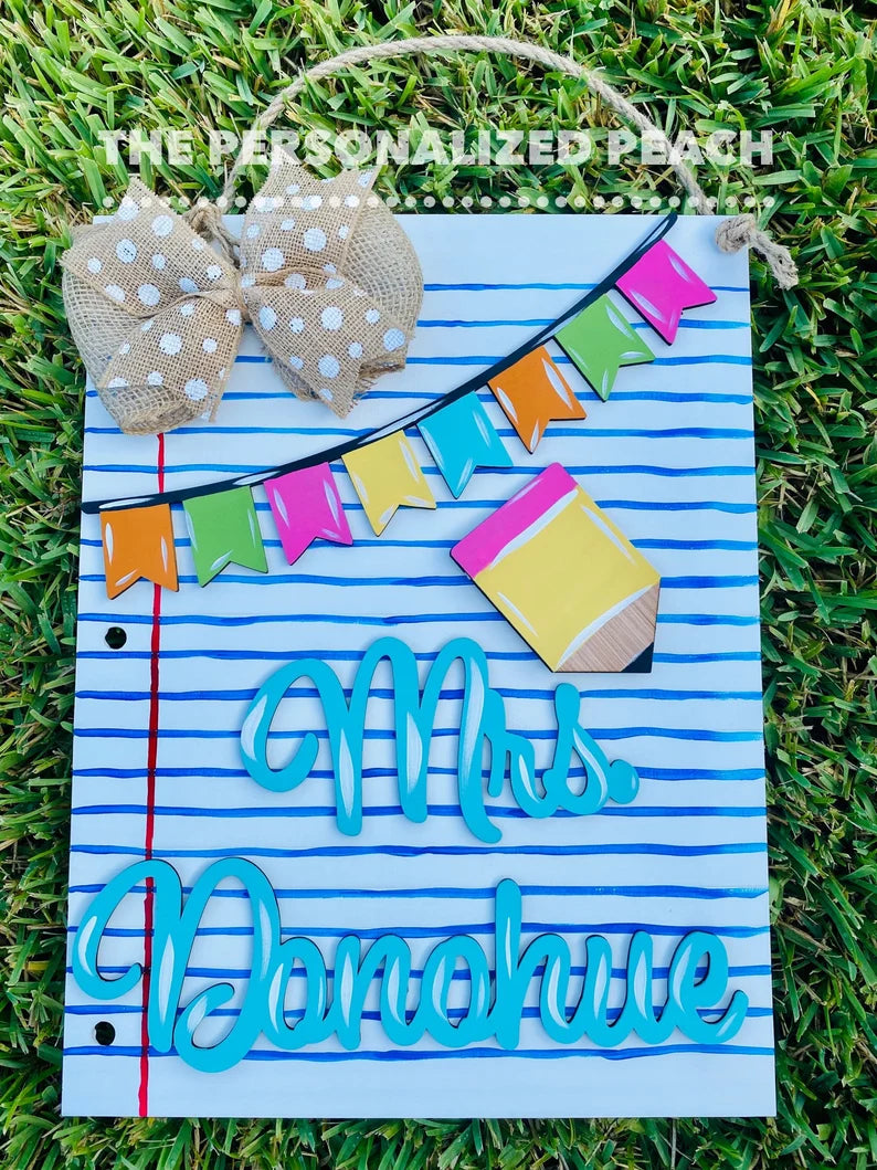 Personalized Teacher Door Hanger Back to School Gift