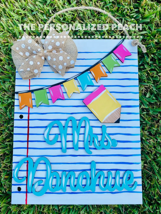 Personalized Teacher Door Hanger Back to School Gift
