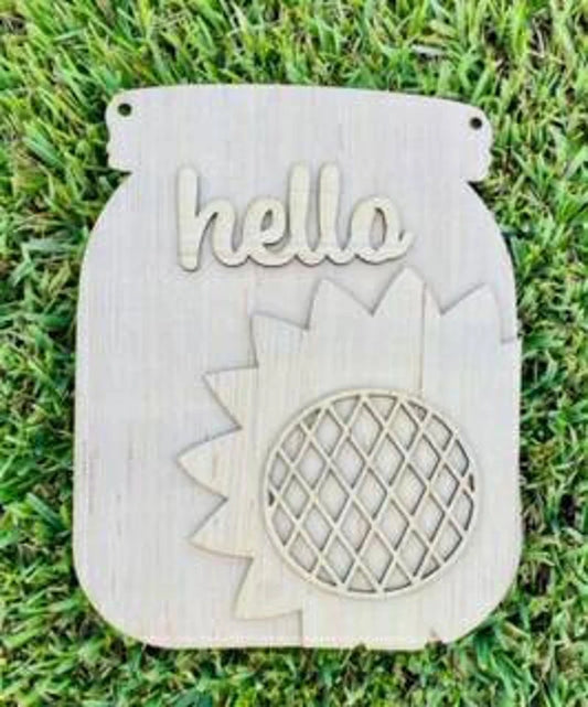 Hello Sunflower Mason Jar/DIY/laser Cut / Door Hanger Blank / Door Hanger/country decor