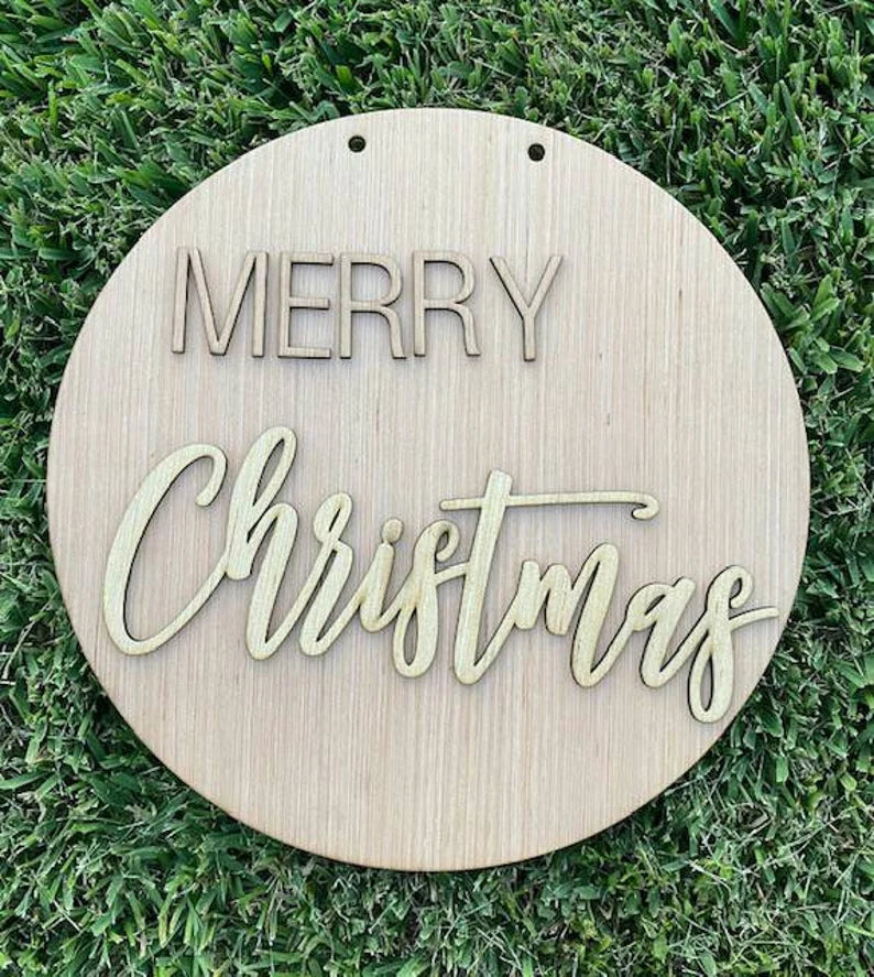 DIY Merry Christmas word art/ laser Cut /Christmas Door Hanger/Holiday Christmas Decoration/ Blank for Paint Parties