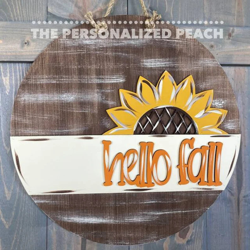 Hello Fall/Sunflower Accent/Door Hanger/Laser Cut