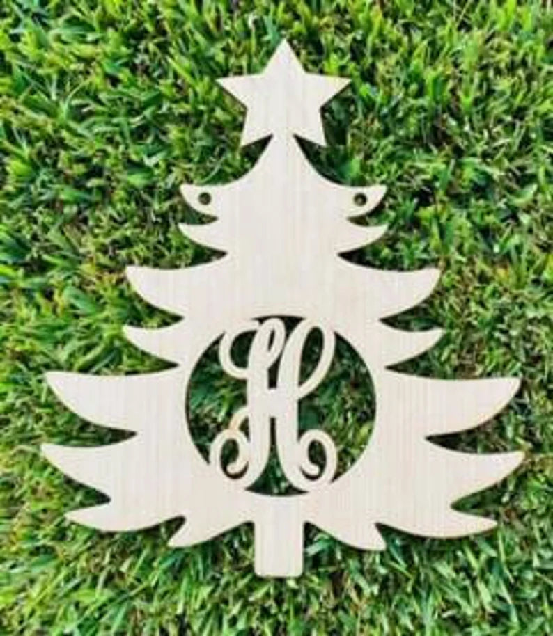 DIY/ Monogram Christmas Tree/ Blank Door Hanger / Personalized