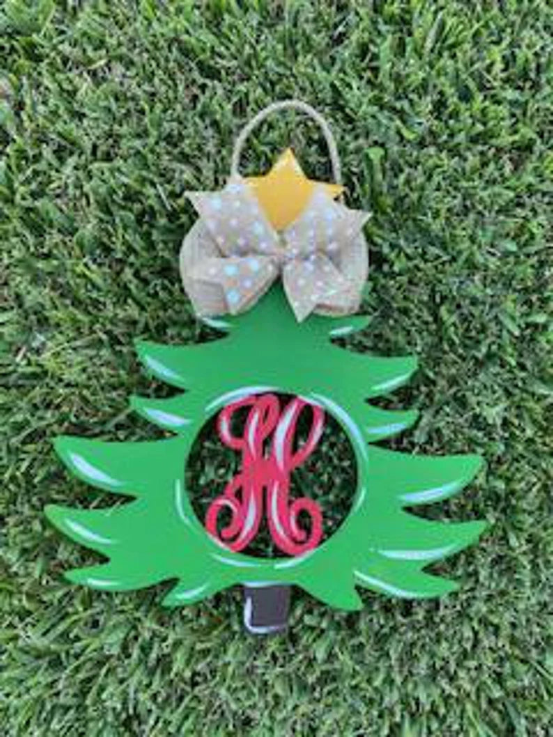 Monogram Christmas Tree/ Door Hanger / Laser Cut/ Personalized