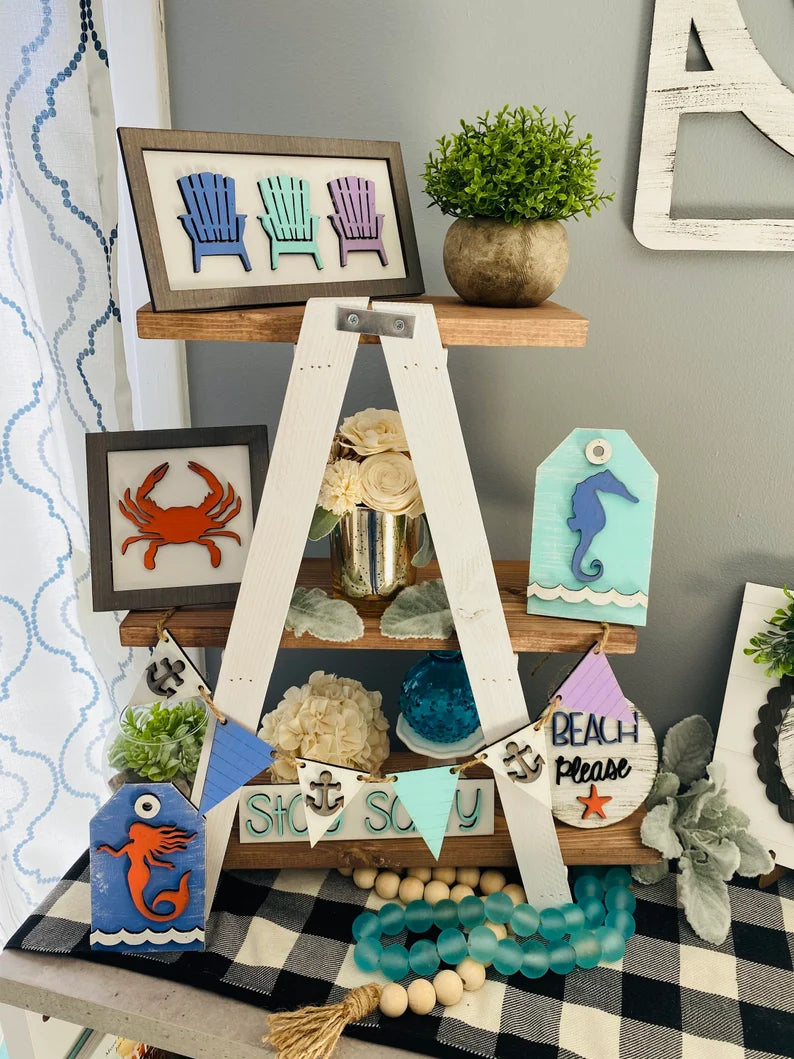 Beach themed Tiered Tray DIY Craft/Paint Kit