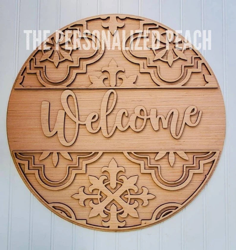DIY/ Welcome Split Design Door Hanger/Blank/ Laser Cut