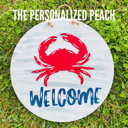 Welcome Crab Coastal Door Hanger