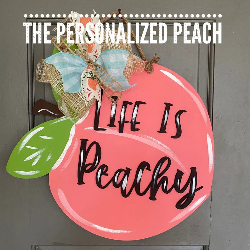 Life is Peachy Door Hanger/ Peach Wreath/ Georgia Peach/ Housewarming Gift