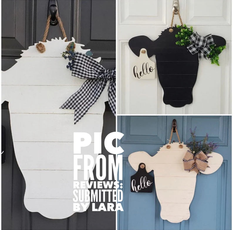 Shiplap cow with ear tag Door Hanger Blank/ DIY blank for painting