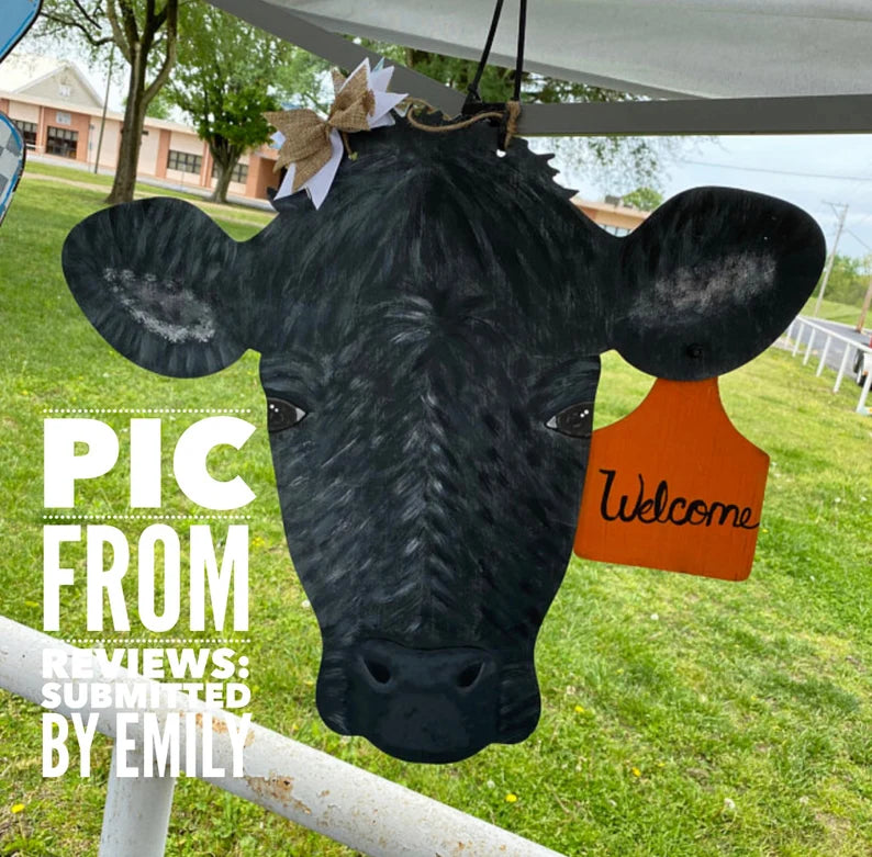 Shiplap cow with ear tag Door Hanger Blank/ DIY blank for painting