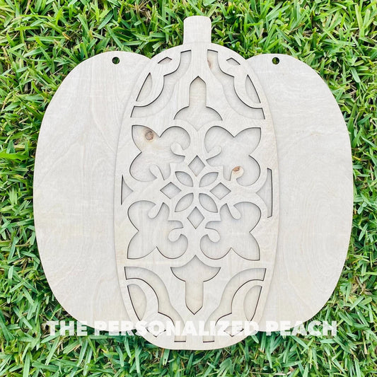 Ornate Pumpkin Fall Door Hanger Blank/ Laser cut door hanger template