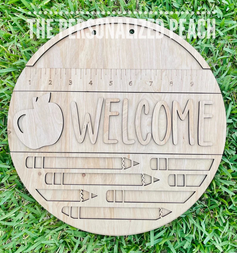 Back to School Teacher Door hanger blank/ Welcome school door hanger template