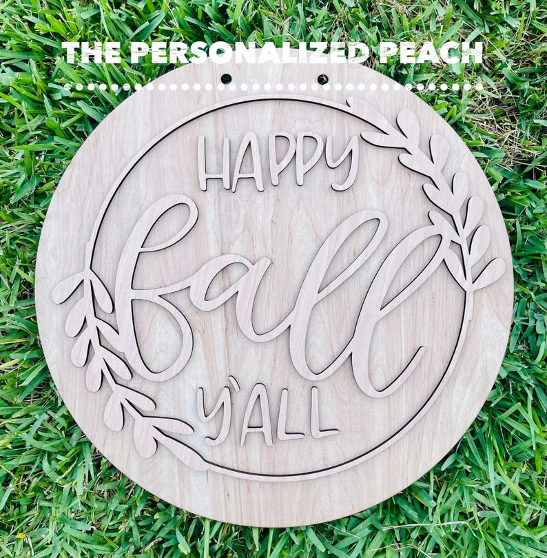 Happy Fall Floral Door Hanger blank/ door hanger template/ diy door hanger kit