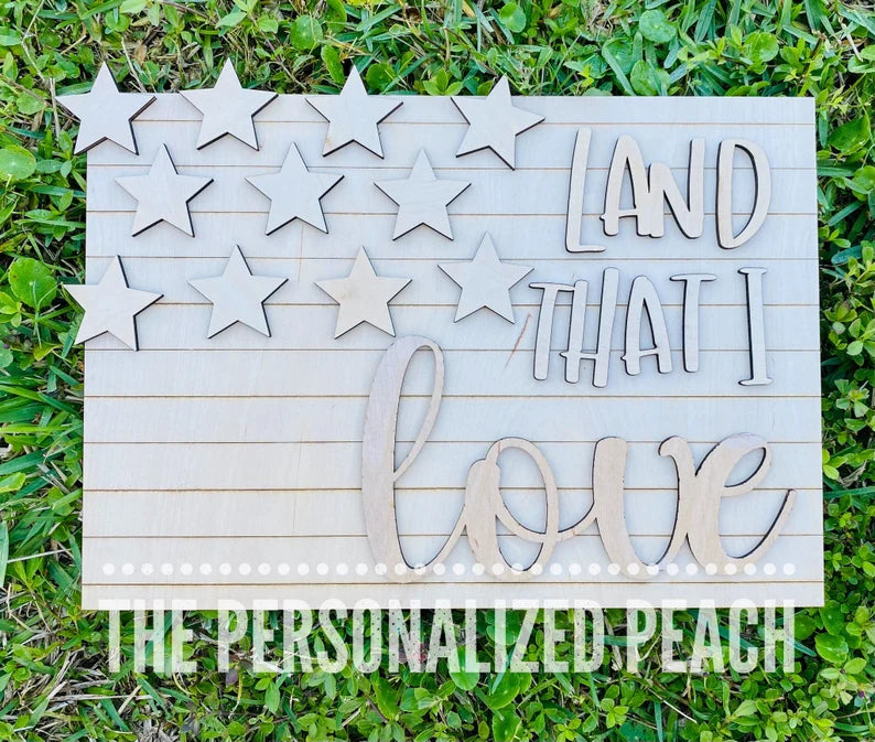 Land That I Love/ DIY American Flag Template/ Stars and Stripes Door Hanger