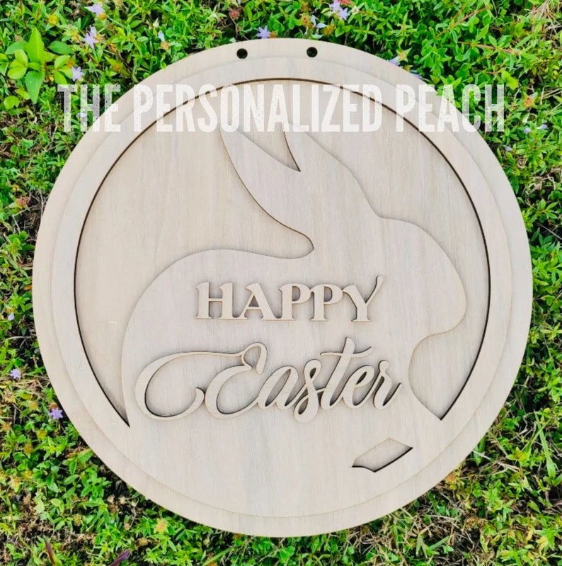 Happy Easter Door hanger/ Spring Doorhanger blank/ laser cut door hanger template