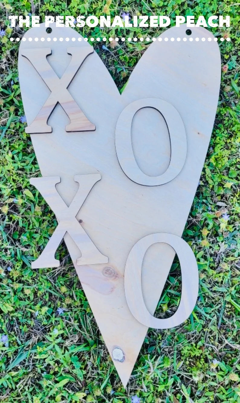 XOXO Heart Valentines Day Door Hanger/ laser cut love Doorhanger template