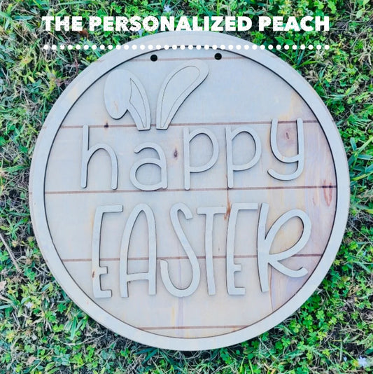 Happy Easter laser cut door hanger blank/ bunny Doorhanger template