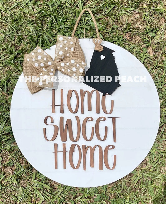 Shiplap Home Sweet Home Georgia farmhouse door hanger/ welcome housewarming gift