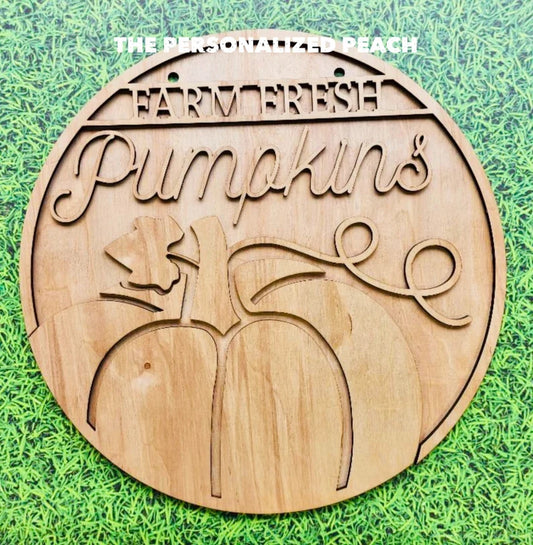 Farm Fresh pumpkins laser cut door hanger blank/ farmhouse doorhanger blank