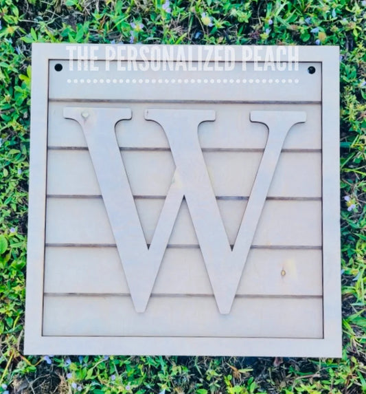 Shiplap Monogram laser cut wood door hanger blank/ personalized door hanger