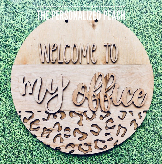 Welcome to my office door hanger/ leopard Doorhanger laser cut wood blank