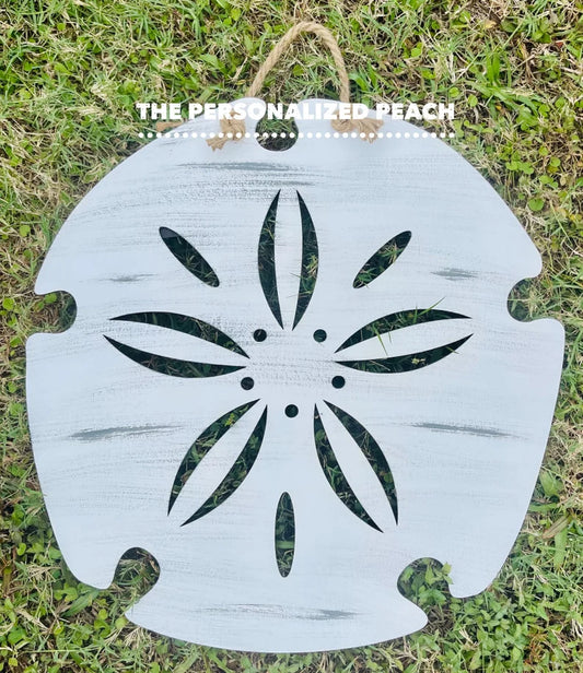 Sanddollar laser cut door hanger/ home decor beachy wall art