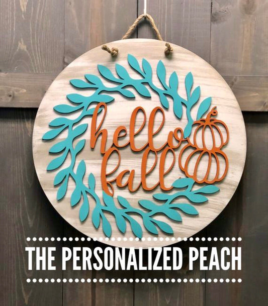 Round Hello Fall Door Hanger