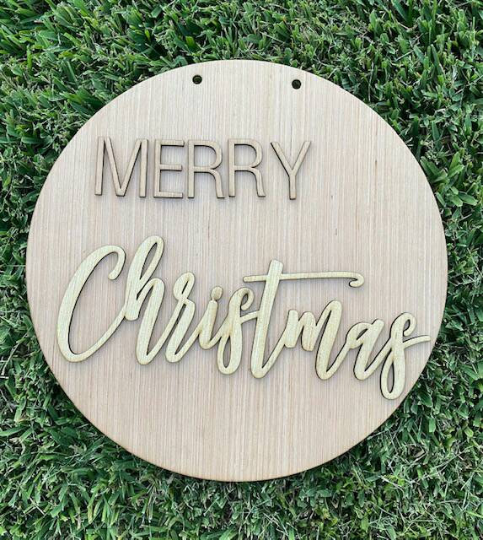 Merry Christmas Round Blank Door Hanger